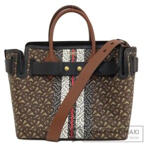 Burberry Logo Pattern Handbag Leather